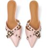 imageAMINUGAL Mules Heels for Women Pointed Closed Toe Kitten Heels Pumps Buckle Slip On Mules Studded Pointy Stiletto Heels Party Dress Vintage Pumps Pointy Kitty Heels for WomenApink