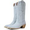 imageAMINUGAL Suede Cowboy Boots for Women Wide Calf Embroidered Cowgirl Pointed Toe Pull On Western Chunky Block Mid Calf Country Concert Fashion Retro Ankle Boots