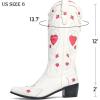imageAMINUGAL Womens Mid Calf Embroidered Cut Out Cute Heart Cowgirl Boots Pull on Point Toe Chunky Heel Cowboy Boots Western Riding Boots For Women