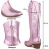 imageAMINUGAL Womens Western Knee High Cowgirl Boots Black PullOn Chunky Heel Embroidered Metallic Fabric Leather Sole 1377 inches US Womens SizeFpink