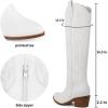 imageAMINUGAL Womens Western Knee High Cowgirl Boots Black PullOn Chunky Heel Embroidered Metallic Fabric Leather Sole 1377 inches US Womens SizeFwhite