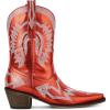 imageAMINUGAL Cowgirl Boots Chunky Heel Cowboy Boots for Women Pointed Toe Pull On Western Boots Womens Ankle Boots Country Concert Fashion Retro Metallic BootiesAred