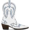 imageAMINUGAL Cowgirl Boots Chunky Heel Cowboy Boots for Women Pointed Toe Pull On Western Boots Womens Ankle Boots Country Concert Fashion Retro Metallic BootiesAwhite