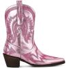 imageAMINUGAL Cowgirl Boots Chunky Heel Cowboy Boots for Women Pointed Toe Pull On Western Boots Womens Ankle Boots Country Concert Fashion Retro Metallic BootiesApink