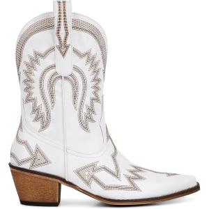 imageAMINUGAL Cowgirl Boots Chunky Heel Cowboy Boots for Women Pointed Toe Pull On Western Boots Womens Ankle Boots Country Concert Fashion Retro Metallic BootiesAapricot
