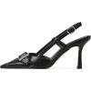 imageAMINUGAL Slingback Heels for Women  Buckle Pointed Toe Stiletto Ankle Strap SilverStud Kitten Heels Womens Pumps Closed Toe Heeled Sandals Dress ShoesAblack