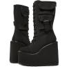 imageAMINUGAL Platform Boots for Women Wide Calf Punk Goth Black Boots Lace Up Wedge Boots for Women Round Toe Womens MidCalf Boots Moto Gothic Motorcycle Combat Boots WomensBblack
