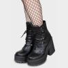 imageAMINUGAL Platform Boots for Women Wide Calf Punk Goth Black Boots Lace Up Wedge Boots for Women Round Toe Womens MidCalf Boots Moto Gothic Motorcycle Combat Boots WomensBlack