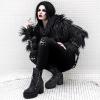 imageAMINUGAL Platform Boots for Women Wide Calf Punk Goth Black Boots Lace Up Wedge Boots for Women Round Toe Womens MidCalf Boots Moto Gothic Motorcycle Combat Boots WomensBlack