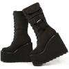 imageAMINUGAL Platform Boots for Women Wide Calf Punk Goth Black Boots Lace Up Wedge Boots for Women Round Toe Womens MidCalf Boots Moto Gothic Motorcycle Combat Boots WomensBblack
