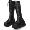imageAMINUGAL Womens Platform Knee High Boots Chunky Heel Zipper Round Toe Fashion Motorcycle Punk Goth Boots Combat Boots For WomenAblack
