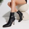 imageAMINUGAL Ankle Boots For Women Elegant Stiletto High Heels Square Toe Winter Fall Boots Zipper Boot Wedding Concerts Party BootiesBlack
