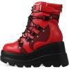 imageAMINUGAL Platform Ankle Boots for Women Zipper Closure High Heel Goth Round Toe Booties Lace Up Rave Boot Outdoor Dress Shoes with Chain for Date Vacation School WearRed