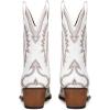 imageAMINUGAL Womens Ankle Boots Cowboy Boot Embroidered Pointed Toe Metallic Pull On Chunky Block Heel Riding Western Cowgirl Booties ShoesWhite