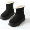 imageAMINUGAL Womens Ankle Boots Platform Heel Plush Faux Fur Round Toe Platform Heel Booties for Winter Outdoor School Snow BootBlack