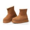imageAMINUGAL Womens Ankle Boots Platform Heel Plush Faux Fur Round Toe Platform Heel Booties for Winter Outdoor School Snow BootBrown
