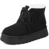 imageAMINUGAL Ankle Platform Boots for Women Winter Warm Lace Up Suede Snow Booties Cozy Faux Fur Lined AntiSlip Short Boots Comfort Dress Short Booties ShoesBlack
