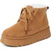 imageAMINUGAL Ankle Platform Boots for Women Winter Warm Lace Up Suede Snow Booties Cozy Faux Fur Lined AntiSlip Short Boots Comfort Dress Short Booties ShoesBrown