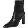 imageAMINUGAL Womens Ankle Boots Chunky Block High Heel Shiny Short Boot Pointed Toe With Side Zipper Mid Calf Goth Boot Heeled BootiesBlackpt