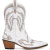 imageAMINUGAL Womens Ankle Boots Cowboy Boot Embroidered Pointed Toe Metallic Pull On Chunky Block Heel Riding Western Cowgirl Booties ShoesWhite