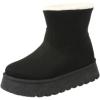 imageAMINUGAL Womens Ankle Boots Platform Heel Plush Faux Fur Round Toe Platform Heel Booties for Winter Outdoor School Snow BootBlack