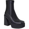 imageAMINUGAL Womens Ankle Boots Pull on Stretch Platform Boots Squared Toe Chunky High Heel Combat Boots Gothic Shoes Concert Party Wear BootiesBlack