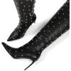 imageAMINUGAL Thigh High Boots for Women Wide Calf Pointed Toe Over The Knee Boots for Women Zipper Vintage Fashion Thigh Stiletto High Heel Boots Sexy Trendy Concert Club Y2K Going Out ShoesBlack