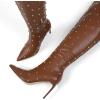 imageAMINUGAL Thigh High Boots for Women Wide Calf Pointed Toe Over The Knee Boots for Women Zipper Vintage Fashion Thigh Stiletto High Heel Boots Sexy Trendy Concert Club Y2K Going Out ShoesBrown