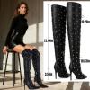 imageAMINUGAL Thigh High Boots for Women Wide Calf Pointed Toe Over The Knee Boots for Women Zipper Vintage Fashion Thigh Stiletto High Heel Boots Sexy Trendy Concert Club Y2K Going Out ShoesBlack
