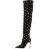 imageAMINUGAL Thigh High Boots for Women Wide Calf Pointed Toe Over The Knee Boots for Women Zipper Vintage Fashion Thigh Stiletto High Heel Boots Sexy Trendy Concert Club Y2K Going Out ShoesBlack