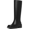imageAMINUGAL Womens Knee High Boots Square Toe Chunky Block Low Heel Tall Boots for Women Extra Wide Calf Biker Motorcycle Riding Clubbing Corporate Rave Festival ComfyTrendy Y2k VintageBlack