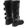 imageAMINUGAL Knee High Boots Women Square Toe Pull On Wide Calf Riding Fashion Buckles Chunky Metallic Casual Vintage Buckle RivetSblack