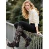 imageAMINUGAL Knee High Boots Women Square Toe Pull On Wide Calf Riding Fashion Buckles Chunky Metallic Casual Vintage Buckle RivetSbrown