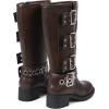 imageAMINUGAL Knee High Boots Women Square Toe Pull On Wide Calf Riding Fashion Buckles Chunky Metallic Casual Vintage Buckle RivetSredbrown