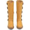 imageAMINUGAL Knee High Boots Women Square Toe Pull On Wide Calf Riding Fashion Buckles Chunky Metallic Casual Vintage Buckle RivetTyellow