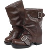image:imageAMINUGAL Fold Over Mid Calf Boots for Women Festival Trendy Y2K Round Toe Slouchy Boots Buckle Moto Biker Short Boots Platform Chunky Block Heel Shark Ankle Boots Vintage Casual ClubPubrown