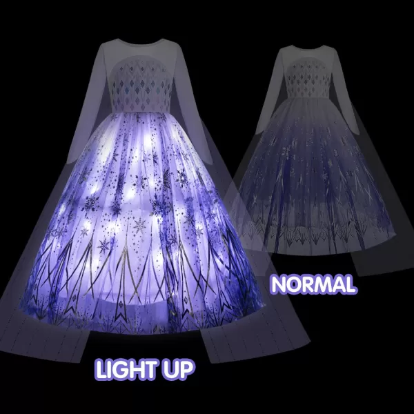 Light Up Princess Costume for Girls Christmas Dress for Girls Halloween LED Costume for Teens Toddler White PurpleWhite Purple