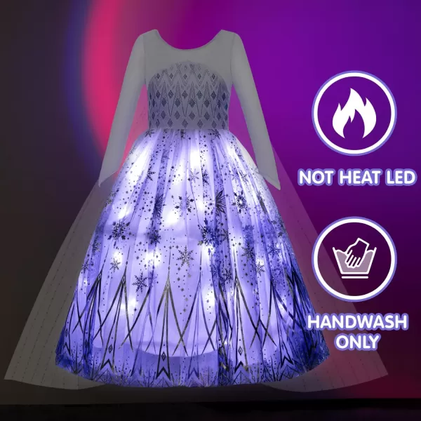 Light Up Princess Costume for Girls Christmas Dress for Girls Halloween LED Costume for Teens Toddler White PurpleWhite Purple