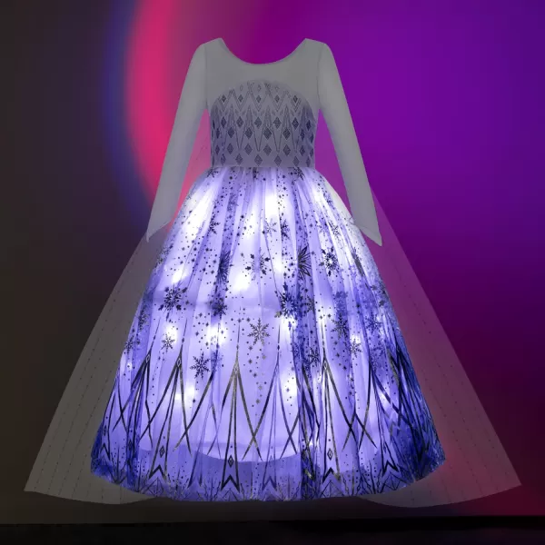 Light Up Princess Costume for Girls Christmas Dress for Girls Halloween LED Costume for Teens Toddler White PurpleWhite Purple
