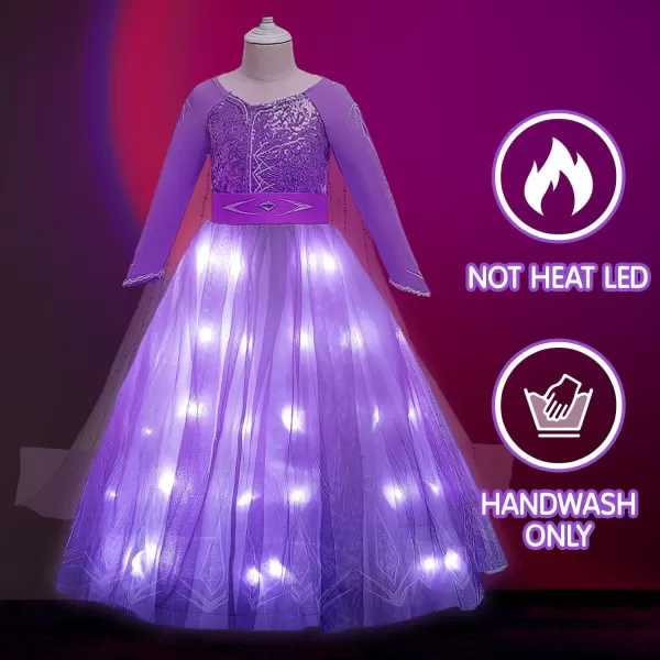 Light Up Princess Dress Girls Halloween Costume Christmas Costume Toddler Dressing Up for Bithday Party PurplePurple