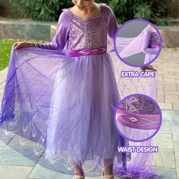 Light Up Princess Dress Girls Halloween Costume Christmas Costume Toddler Dressing Up for Bithday Party PurplePurple