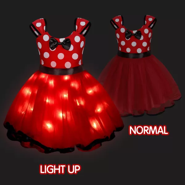 UPORPOR Light Up Baby Girls Mouse Dress Up Clothes Toddler Halloween Costume Birthday House Bebe Party Outfit RedRed