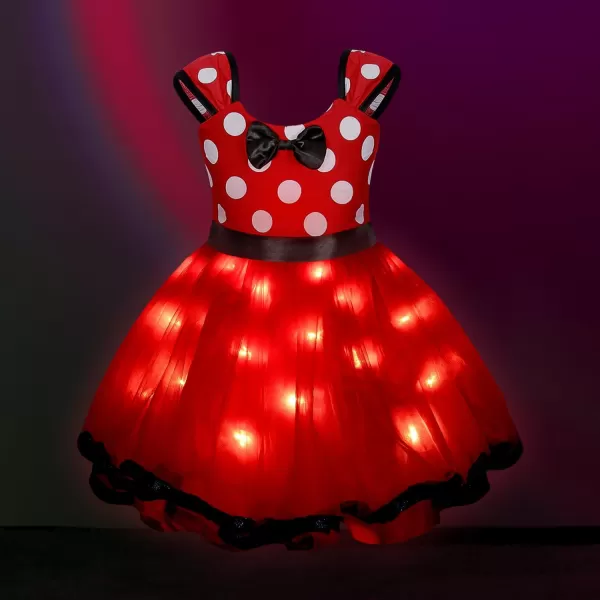 UPORPOR Light Up Baby Girls Mouse Dress Up Clothes Toddler Halloween Costume Birthday House Bebe Party Outfit RedRed