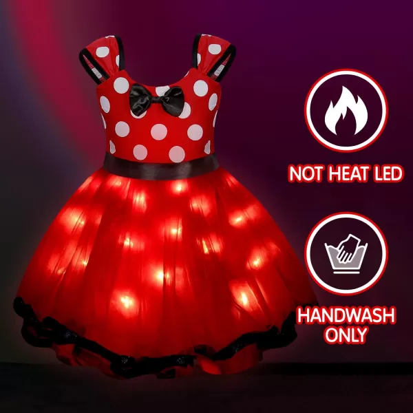 UPORPOR Light Up Baby Girls Mouse Dress Up Clothes Toddler Halloween Costume Birthday House Bebe Party Outfit RedRed