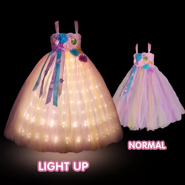 UPORPOR Light Up Dress Fairy Halloween Costume for Girls Princess Tulle Birthday Dress LED Costume Kids Toddler Dress RainbowRainbow
