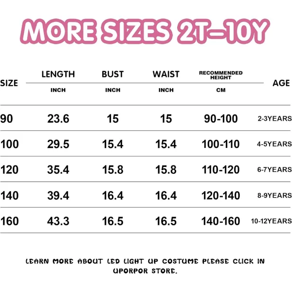 UPORPOR Light Up Dress Fairy Halloween Costume for Girls Princess Tulle Birthday Dress LED Costume Kids Toddler Dress RainbowRainbow