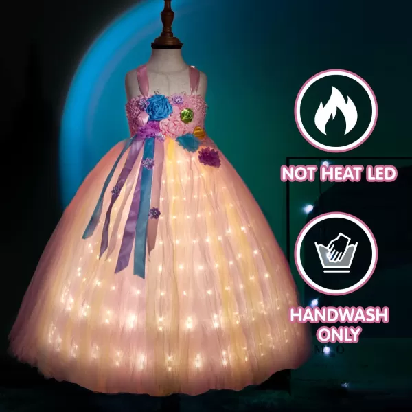 UPORPOR Light Up Dress Fairy Halloween Costume for Girls Princess Tulle Birthday Dress LED Costume Kids Toddler Dress RainbowRainbow