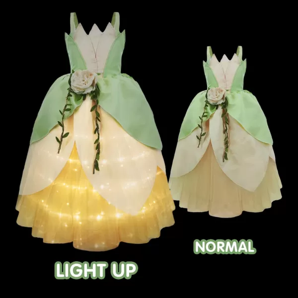 UPORPOR Light Up Dress Girls Halloween Costume Toddler Fairy Frog Princess Dress Up Clothes Outfit with Long SleevesFrog Green