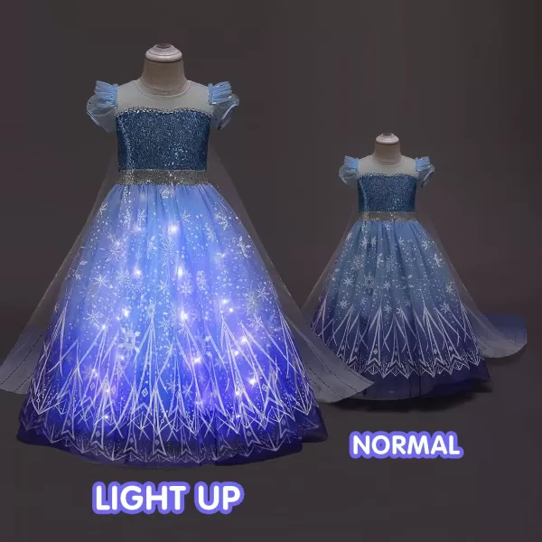 UPORPOR Light Up Girls Halloween Costume Snow Princess Dress Ice Christmas Costumes Toddler Kids Costume Blue PurplePurple Blue
