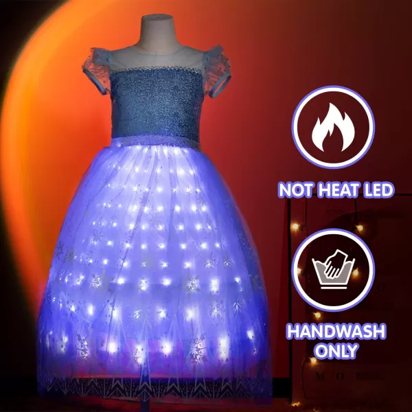 UPORPOR Light Up Girls Halloween Costume Snow Princess Dress Ice Christmas Costumes Toddler Kids Costume Blue PurplePurple Blue
